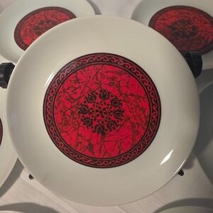 Vintage Block Bidasoa Spain "Flamenco" Saucer Plate 7pc Set – Decorative, Used